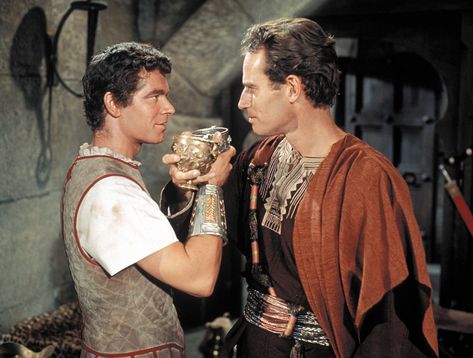 Charlton Heston as Judah Ben-Hur and Stephen Boyd as Messala. "Ben-Hur", 1959. Ben Hur Movie, Ben Hur 1959, Stephen Boyd, Oscar Movies, William Wyler, Ben Hur, Charlton Heston, Film Dvd, Movie Quiz