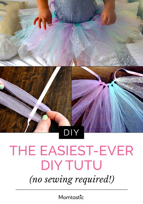 There's no glue or sewing required for this easy DIY tutu! Kids Dresses For Weddings, Homemade Tutu, Diy Girls Costumes, Tutu Diy, Diy Tutu Dress, Frozen Tutu, Diy Tutu Skirt, Unicorn Diy, Diy Tutus