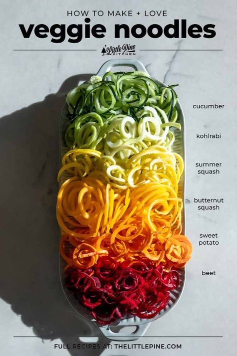 Sneak an extra serving of vegetables into your next pasta dish with one of these veggie noodles, there's one for every sauce and craving! Put your creativity to the test and whip up this healthy dinner Pasta Made From Vegetables, Healthy Zucchini Lasagna, Best Sauces, Veggie Spaghetti, Low Carb Potatoes, Butternut Squash Sweet, Zucchini Ravioli, Butternut Squash Noodle, Vegetable Spaghetti