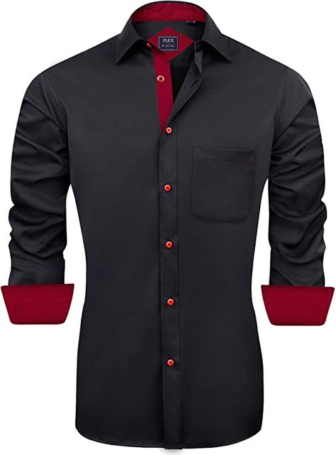 ✔62% Cotton, 35% Polyester, 3% Spandex ✔Imported ✔Button closure ✔Hand Wash Only ✔High-Quality Fabric: 62% cotton + 35% polyester fiber + 3% spandex.The long sleeve shirt is made of stretch fabric,makes you move body easier;soft and comfortable with good breathability ✔Design: Our shirts are US regular fit tailoring style. Contrasting prints on the neckline, placket and cuffs, make the shirt more fashion and eye-catching ✔Occasion: Whether for formal occasions or daily casual, this men's shirt's Dress Shirts For Men, Shirts Black, Stretch Dress, Dress Shirts, Men's Casual, Button Down Shirts, Dress Shirt, Stretch Fabric, Long Sleeve