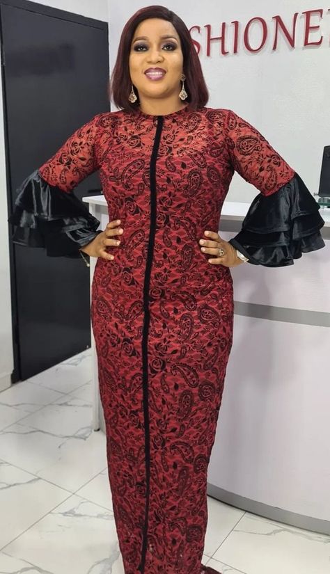 Aline Dress With Collar, Cord Lace Kaftan Styles, Traditional Floor-length Kaftan With Patterns, Aline Gown Ankara, Fitted Maxi-length Kaftan For Traditional Ceremonies, Ankara Aline Long Gown, Fitted Long Dress-style Kaftan, A Shape Gown Ankara, Ankara Kaftan Styles For Women 2022