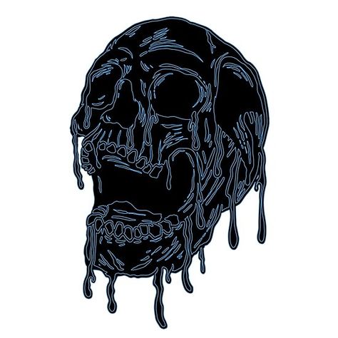 Dripping Skull Tattoo, Drippy Skull, Skull Dripping, Design Portfolio Ideas, Fire Drawing, Blue Skull, Blue Skulls, Denim Projects, Blue Flames