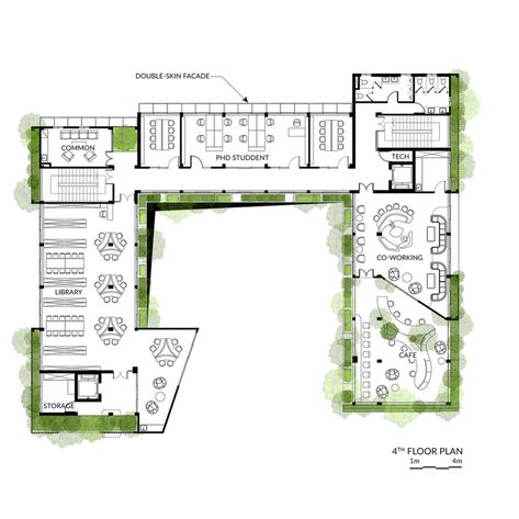 Gallery of The Vietnam Institute for Advanced Study in Mathematics / 1+1>2 Architects - 36 School Planning Architecture, Study Room Floor Plan, Office Landscape, Culinary Design, Institute Design Architecture, Institutional Architecture, Kindergarten Plan, School Plan Architecture, School Layout