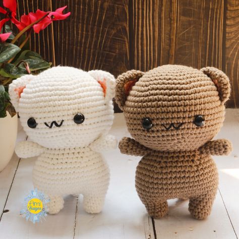 Couple Amigurumi Free Pattern, Bubu Dudu Crochet Pattern, Peach And Goma Cat, Couple Crochet, Crochet Peach, Peach And Goma, Gifts Crochet, Cat Couple, Cat Amigurumi