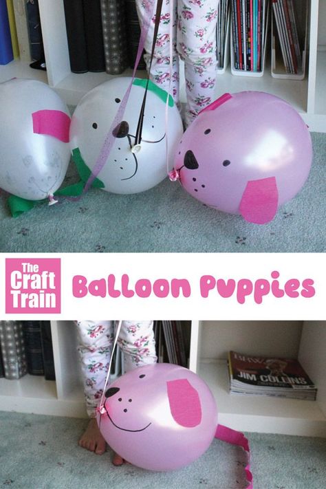 Cute balloon puppy craft. This is almost as good as a real puppy! Name it, take it for walks and make it do tricks. A simple and engaging animal craft idea for kids #animalcrafts #kidscrafts #puppycraft #dog #diytoy #ballooncraft Puppy Balloons, Decorating Balloons, Slp Crafts, Nursery 2023, Dogs Crafts, Pet Sanctuary, Puppy Crafts, Giraffe Crafts, Ocean Animal Crafts