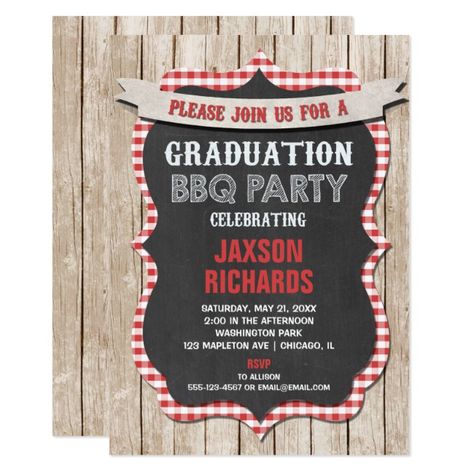 Bbq Graduation Party, Graduation Bbq Party, High School Grad Party, Graduation Picnic, Grill And Chill, Graduation Bbq, Bbq Party Invitations, Bbq Baby Shower Invitations, Rustic Chalkboard