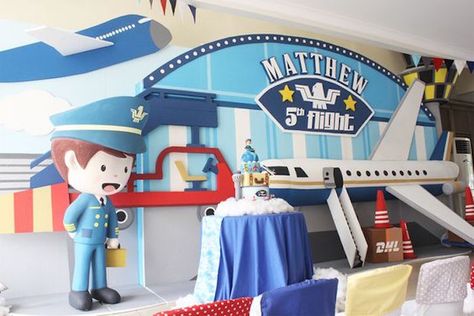 Party Display from an Airplane Birthday Party via Kara's Party Ideas | KarasPartyIdeas.com (14) Airport Birthday Party, Pilot Theme Birthday Party, Paper Airplane Party, Aeroplane Party, Party Tent Decorations, Airplane Birthday Theme, Airplane Birthday Party Decorations, Aviation Party, Party Display