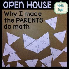 Math Dyal: Open House: Why I made the PARENTS do math Open House School, Parent Open House, Open House Activities, Open House Night, Guided Math Centers, Parenting Workshop, Maths Activities Middle School, School Open House, Math Coach