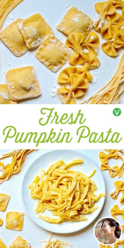 Homemade Pasta Dough, Pasta Dough Recipes, Recipes To Try At Home, Homemade Pasta Recipe, Pumpkin Pasta, Fresh Pumpkin, Pasta Fatta In Casa, Vegan Pasta Recipes, Homemade Noodles