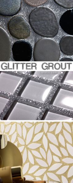 Glitter grout! LOVE!! Lots of beautiful tile ideas for kitchen back splashes, master bathrooms, small bathrooms, patios, tub surrounds, or any room of the house! Tile Ideas For Kitchen, Tub Surrounds, Glitter Grout, Back Splashes, Glitter Converse, Creative Tile, Master Bathrooms, Ideas For Kitchen, Tub Surround