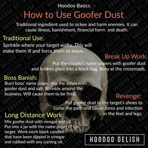 Goofer Dust, Hoodoo Delish, Hoodoo Conjure Rootwork, Wicca Recipes, Hoodoo Magic, Hoodoo Conjure, Curse Spells, Hoodoo Spells, Easy Spells