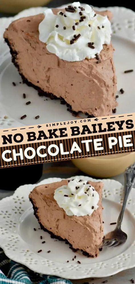 Baileys Chocolate Pie, Chocolate Pie Recipe, Store Bought Pie Crust, Chocolate Pie Recipes, Food C, Boozy Desserts, Easy Pie Recipes, Oreo Crust, Chocolate Pie