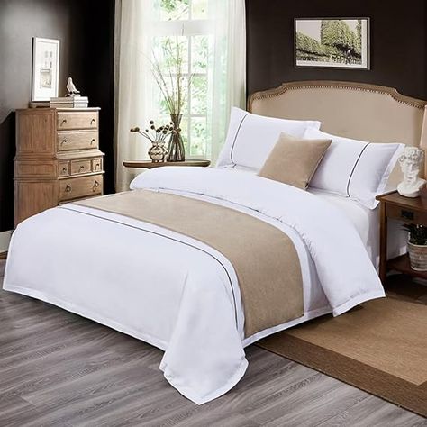 Amazon.com: STANGK Hotel Bed Runner Scarf Cotton and Linen Bedspreads Protective Bed Tail Pad Decoration Strip Guestrooms Bed Throws for Foot of Bed Bed End Towel for Twin Queen King Size Bed : Home & Kitchen Bed Runners Ideas Hotel, Bed Runners Ideas, Bed Scarf Runner, Masculine Bed, Bed Protector, Bed Runners, Cama King Size, Linen Bedspread, Cal King Bedding