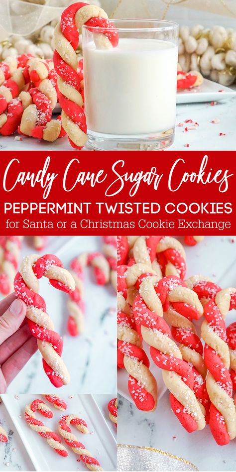 Peppermint Cookies Recipe, Candy Cane Sugar Cookies, Candy Cane Cookie Recipe, Sugar Cookies Christmas, Peppermint Cookie Recipe, Traditional Christmas Cookies, Christmas Boards, Twisted Peppermint, Peppermint Sugar Cookies