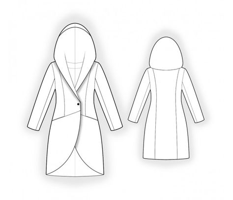 Coat With Hood - Sewing Pattern #2523. Made-to-measure sewing pattern from Lekala with free online download. Coat Sewing Pattern, Coat Sewing, Sewing Measurements, Hood Pattern, Women's Sewing Pattern, Coat Pattern Sewing, Coat With Hood, Big Shoulders, Garment Industry