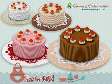 SIMcredible!'s Funny kitchen - Time to bake - cake Sims 4 Funny, Sims Food, Sims 4 Black Hair, Wedding Content, The Sims 4 Pc, 4th Birthday Cakes, Sims 4 Clutter, Kitchen Time, Sims 4 Furniture