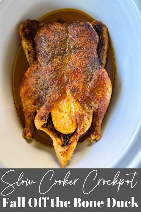 This Slow Cooker Crockpot Duck is succulent, tender, and cooked to perfection without any fuss. Let your Crockpot work its magic as rich aromas fill your kitchen thanks to an easy recipe with gourmet taste with minimal effort. Serve this dish for holidays, Thanksgiving, Christmas, or whenever you need an elevated meal. Crockpot Duck, Slow Cooker Duck, Wild Duck Recipes, How To Cook Duck, Roasted Duck Recipes, Slow Cooker Roast, Crockpot Roast, Homemade Gravy, Duck Recipes