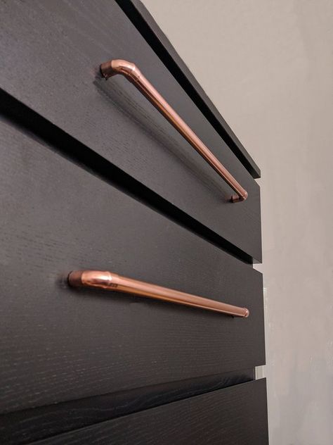 Kitchen Drawer Handles, Cabinets Handles, Kitchen Cupboard Handles, Kitchen Drawer Pulls, Kitchen Door Handles, Copper Handles, Copper Diy, Kitchen Cabinet Pulls, Pipe Furniture