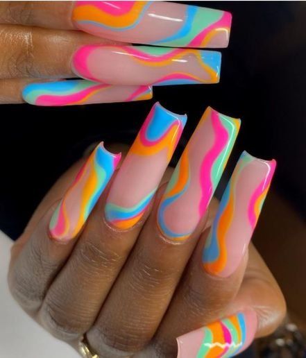 Current Nail Trends, Nail Inspo Spring, Rave Nails, Nails Acrylic Coffin, Neon Acrylic Nails, Colorful Nails, Acrylic Coffin, Pearl Nails, Bright Nails