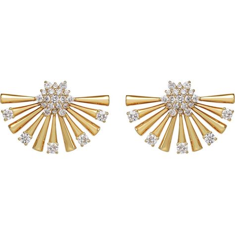 Navigate the nuances of elegance with our Sensu Earrings, where sophistication meets modern flair. Crafted with exquisite attention to detail, these earrings feature brilliant geometric fans that delicately adorn your ears, adding a touch of luxury to any ensemble. Each fan is meticulously accented with shimmering diamonds, totaling 1.42 carats, creating a captivating sparkle that catches the light with every movement. Whether you're attending a glamorous event or simply elevating your everyday look, these earrings are sure to make a statement and leave a lasting impression. Embrace the timeless beauty and effortless charm of our Sensu Earrings, a must-have addition to any jewelry collection.Features:1.42 Carats of Diamonds Modern Diamond Earrings, Modern Diamond Jewelry, Diamond Chandelier, Glamorous Jewelry, Stunning Diamond Rings, Fan Jewelry, Jewelry Box Diy, Luxury Jewelry Brands, Jewellery Sketches