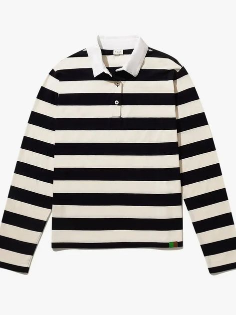 10 New-School Takes on Collegiate Preppy Dressing, From Varsity-Style Jackets to Pleated Skirts and Retro Sneakers | Vogue Preppy Handbook, Womens Rugby, Ralph Lauren Baseball Cap, Argyle Sweater Vest, Preppy Dresses, Husband Shirts, Green Collection, Contrast Collar, Rugby Shirt