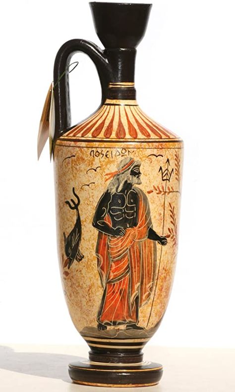 Ink Link, Poseidon Tattoo, Lenox Vase, Greek Vase, Roman Artifacts, Vase Pot, Goddess Athena, Greek Pottery, Ancient Greek Art