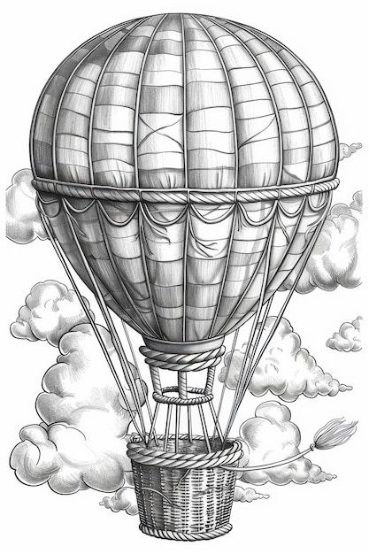 Photo a drawing of a hot air balloon wit... | Premium Photo #Freepik #photo #air-balloon #airship #antique #drawing Ballon Drawing, Hot Air Balloon Drawing, Hot Air Balloon Art, Balloon Drawing, Airship Art, Antique Drawing, Hot Air Balloons Art, Basket Drawing, Balloon Illustration