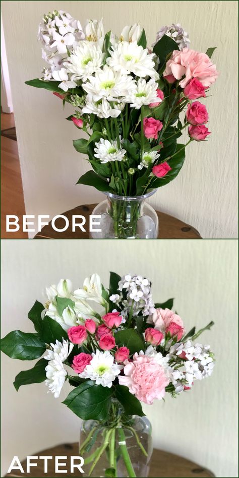 Small Square Centerpieces, Diy Real Flower Arrangements, Store Bought Flower Arrangement, How To Make A Large Flower Arrangement, Homemade Floral Arrangements, Floral Arrangements In Vases, Foral Arrangment Diy, How To Do Floral Arrangements, How To Arrange A Bouquet