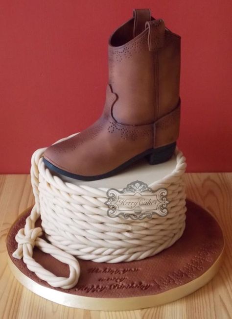 Cowboy boot - Cake by kerrycakesnewcastle Cowboy Boot Centerpieces, Cowboy Boot Cake, Boot Cake, Cowboy Birthday Cakes, Horse Birthday Cake, Cowgirl Cakes, Cowboy Cakes, Cake Templates, Horse Cake