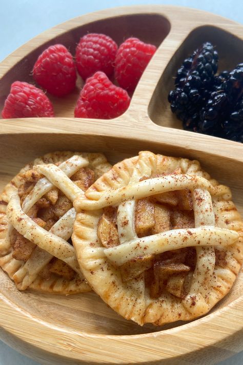 Healthy Mini Apple Pies, Feeding Little Bellies, Healthy Baby Snacks, Tiny Bellies, Healthy Pie, Mini Apple Pie, Healthy Apple Pie, Healthy Pies, Toddler Foods