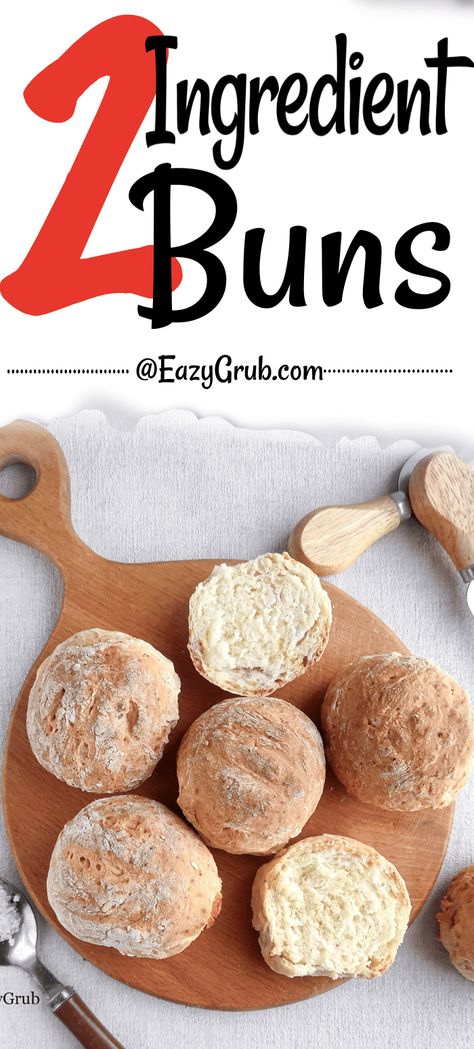 Quick, fluffy buns with just 2 ingredients! 🍞✨ This recipe is so versatile, the array of mixins to add is literally endless. Add your favorites and make this recipe your go-to buns recipe! Pin this easy recipe for homemade bread that's perfect for any occasion. #2IngredientBuns #EasyBaking 2 Ingredient Hamburger Buns, Ww Homemade Bread, Greek Yogurt Hamburger Buns, Quick Buns Recipe, Quick Bread Rolls, Easy Buns, Quick Buns, Hamburger Rolls, Yogurt Bread