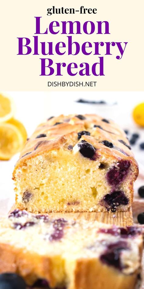 Combining the tartness of lemon with the sweetness of blueberries, this easy gluten-free lemon blueberry bread is moist, flavorful and studded with fresh juicy blueberries. This tender blueberry bread is perfect for breakfast or tea, or simply as a sweet treat anytime! I recommend drizzling an optional lemon glaze for extra citrus flavor and sweetness. Totally dairy-free too. Go bake a loaf today and share with family and friends! Gluten Free Blueberry Recipes, Lemon Bread Recipes, Blueberry Bread Recipe, Dairy Free Bread, Keto Blueberry, Blueberry Banana Bread, Lemon Blueberry Bread, Gluten Free Kids, Lemon Blueberry Muffins