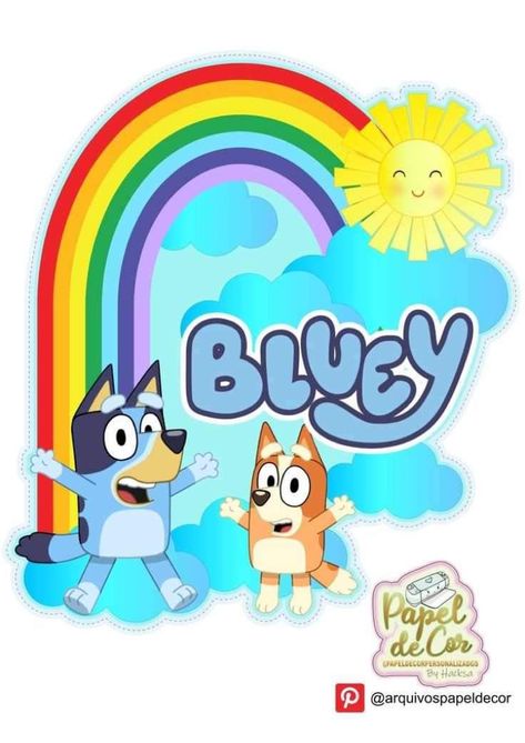 Bluely Characters, Bluey Toppers Printable, Bluey Images Printable, Bluey Cake Topper Printable Free, Bluey Cake Topper Printable, Bluey Toppers, Bluey Cake Topper, Bluey Y Bingo, Bingo Cake