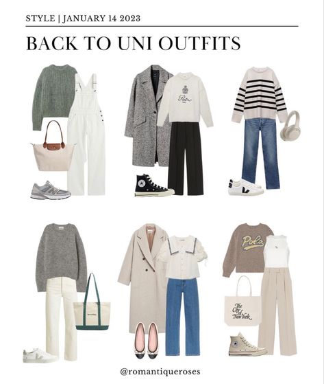 Moodboards Fashion, Capsule Wardrobe Outfit Ideas, Rome Outfits, Back To Uni, University Outfit, Capsule Wardrobe Outfits, Go Back To School, Uni Outfits, Fall Capsule Wardrobe