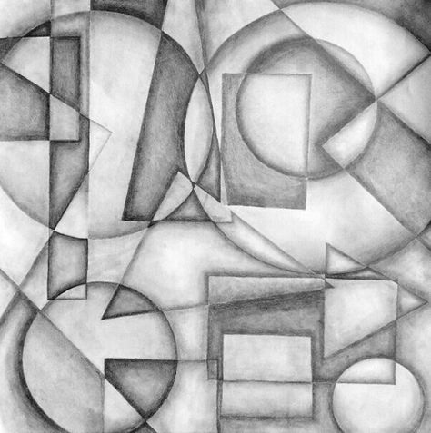 This composition is utilizing value to create depth, without the differences in value in this piece it would be very two dimensional. Form And Value Drawing, Abstract Value Drawing, Line Composition Drawing Sketch, Volume Drawing Shape, Value Art Element, Elements Of Art Shape And Form, Tonal Value And Balance Drawing, Curved And Straight Art Gcse, Shape Exercise