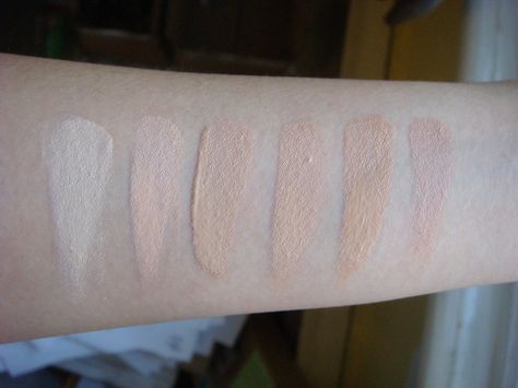 Maybelline Fit Me Foundation - 2011 (Shades 110, 115, 120, 125, 130, 135) "The shades that end with a 0 are more neutral, leaning a little bit yellow. The shades that end with a 5 are more pink/peach." Maybelline Fit Me Swatches, Maybelline Foundation Shades, Fit Me Shades Foundation, Maybelline Fit Me Dewy And Smooth Foundation Swatches, Maybelline Fit Me Foundation 228, Maybelline Fit Me Foundation, Foundation Swatches, Silver Nail Art, Makeup Shades