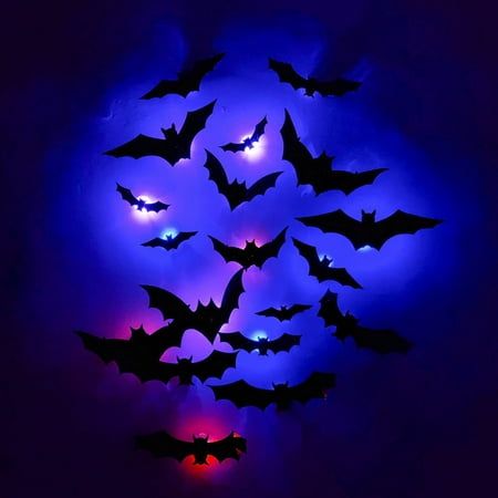 Bat Light, Halloween Led Lights, Scary Bat, Bat Decorations, Temporary Decorating, Halloween Bedroom, Removable Wall Art, Bat Wall, Diy Wall Decals