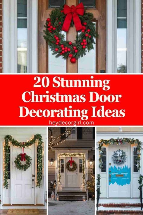 Whimsical Wreaths Christmas, Christmas Door Ideas For Home, Christmas Door Decorations For Home, Red And Green Decorations, Christmas Door Decorating Ideas, Collarbone Tattoos, Vegan Christmas Dinner, Christmas Door Decorating, Door Decorating Ideas