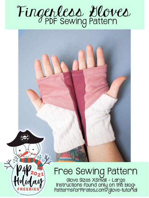 Fingerless Gloves Sewing Pattern, Diy Fingerless Gloves, Fleece Sewing, Fleece Sewing Projects, Gloves Diy, Patterns For Pirates, Glove Pattern, Sewing Fleece, Gloves Pattern