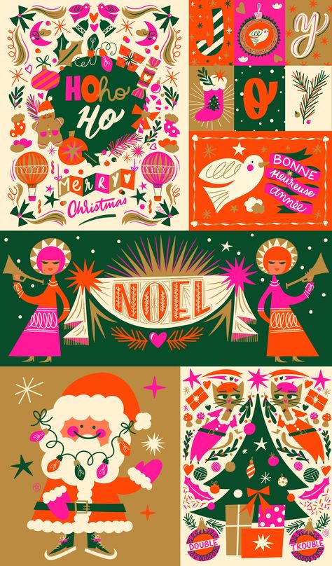 Illustration for the Holidays | Mendola Artists Representatives Christmas Illustration Color Palette, Cute Illustration Christmas, Retro Christmas Palette, Waitrose Christmas, Christmas Palette, Steal Like An Artist, English Christmas, Merry Christmas Wallpaper, Target Holiday