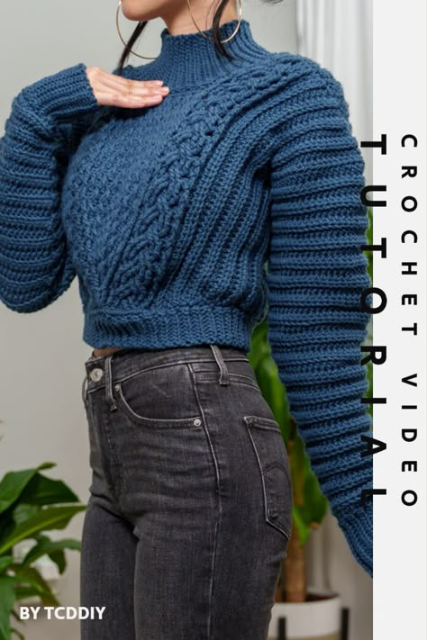 Crochet Shirts, Crochet Cable Stitch, Crochet Blanket Tutorial, Crochet Sweater Free, Woolen Clothes, Crochet Cable, Crochet Design Pattern, Crochet Clothes Patterns, Crochet Shirt