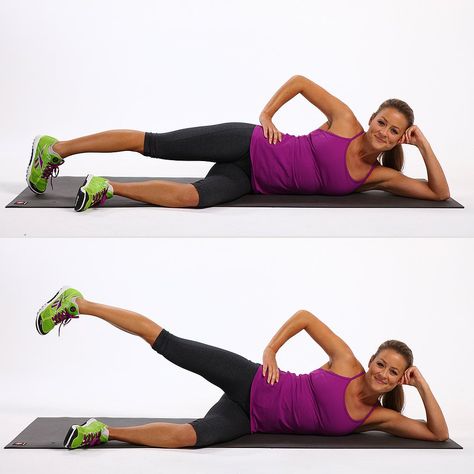 Side-Lying Leg Lift Saddlebag Workout, Lying Leg Lifts, Plie Squats, Weight Gain Journey, Band Workouts, Pop Pilates, Best Workout Routine, Popsugar Fitness, Barre Workout