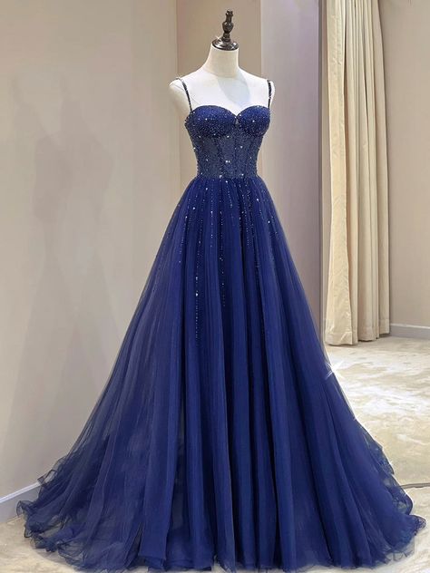 Prom Dresses Navy Blue, Prom Dresses Navy, Formal Dress Blue, Dress With Corset, Long Formal Dress, A Line Evening Dress, Stunning Prom Dresses, Sequin Formal Dress, Blue Dress Formal