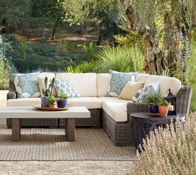 Deck Sectional, Sunbrella Outdoor Furniture, Cheap Patio Furniture, Tattoo Garden, Wicker Outdoor Sectional, Garden Nails, Garden Tattoo, Wicker Sectional, Cheap Patio