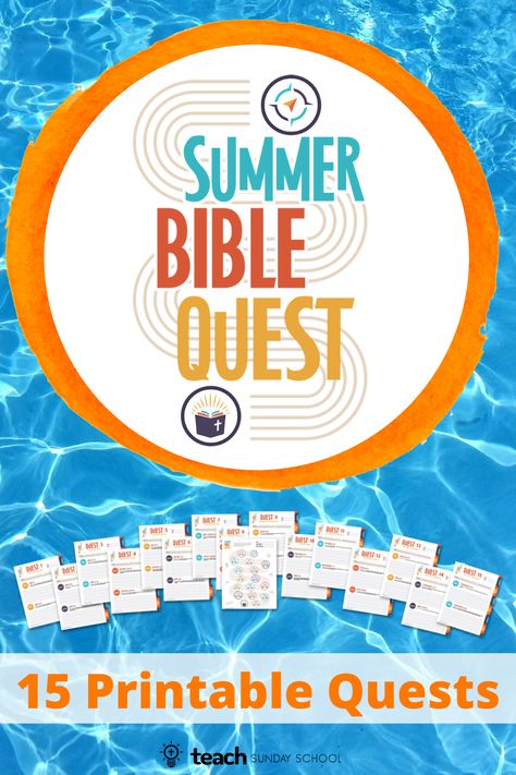 Summer Bible Quest Summer Bible Lessons For Kids Free, Kids Summer Bible Study, Summer Kids Bible Lessons, Summer Bible Study For Kids, End Of Year Sunday School Activities, Summer Bible Reading Plan For Kids, Summer Church Activities For Kids, Summer Sunday School Lessons For Kids, Bible Camp Themes