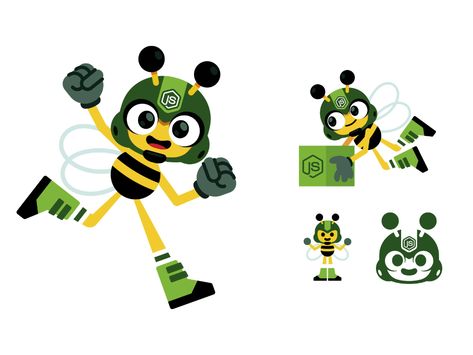 Bee Character Design, Bug Character, Bee Mascot, Bee Character, Bee Games, Bee Cartoon, Green Bug, Christmas Tree On Table, Bee Illustration