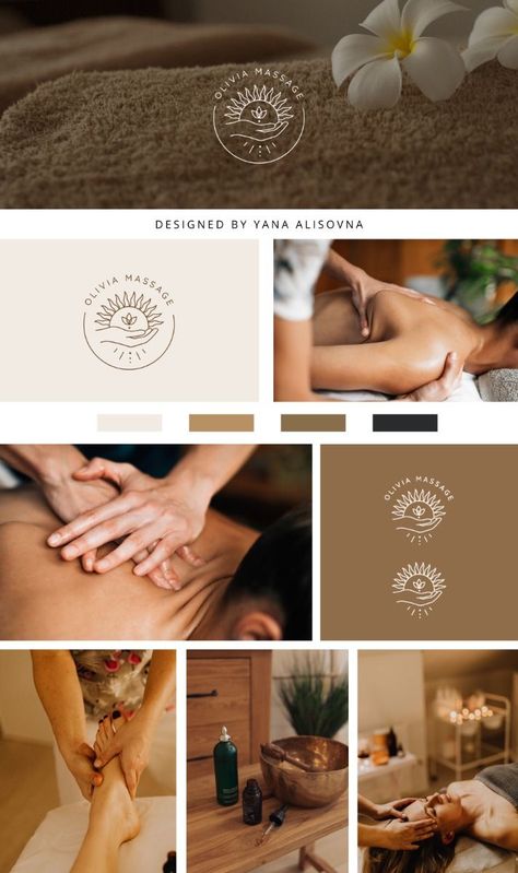 Olivia | massage logo design Massage Aesthetic Spa, Spa Branding Design, Spa Mood Board, Massage Logo Design, Serenity Logo, Spa Color Palette, Massage Branding, Beauty Spa Logo, Packaging Aesthetic