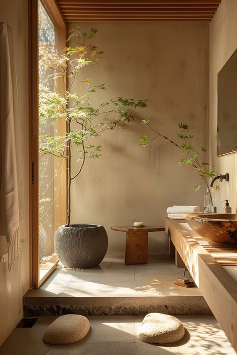 Learn how Zen Japandi bathroom design can help you achieve ultimate relaxation. 🧘‍♀️🛁 Japanese Zen Bathroom, Japanese Bathroom Decor, Bathroom Japanese, Japandi Bathroom Ideas, Zen Home, Japanese Zen Interior, Japandi Bathroom Design, Zen Bathroom Design, Zen Minimalism