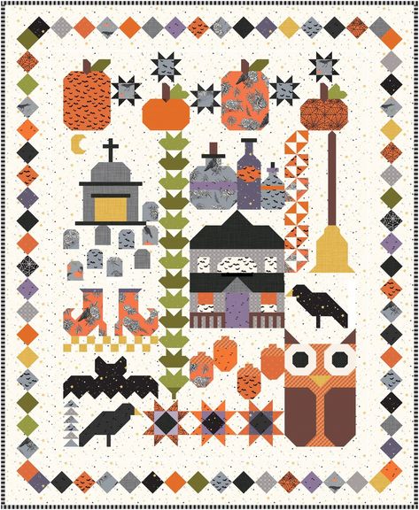 Ghoulish Tidings Quilt Pattern Book – Lamb Farm Designs Halloween Quilts Ideas, Halloween Quilt Blocks, Halloween Quilt Panels, Witches Boots, Quilt Halloween, Witch Quilt, Halloween Motifs, Row Quilts, Halloween Quilt Patterns