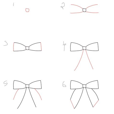 Ribbon Sketch How To Draw, How To Paint A Bow Simple, Bow Drawing Step By Step, Ribbon Drawing Tutorial, Draw A Bow Easy, How To Draw Bows Ribbons, How To Paint Bows, Bow Drawing Easy, Easy Bow Drawing